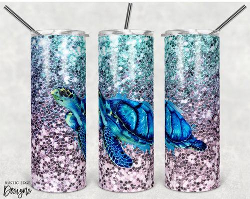 Glitter Turtle Sublimation Tumbler