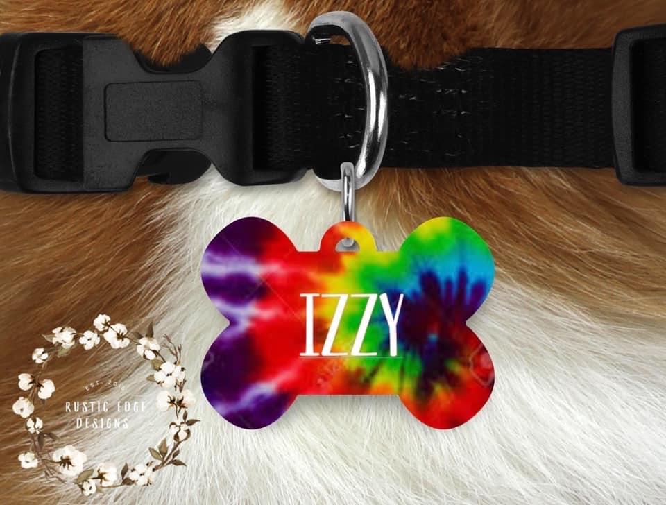 Tie Dye Customizable Pet Tag