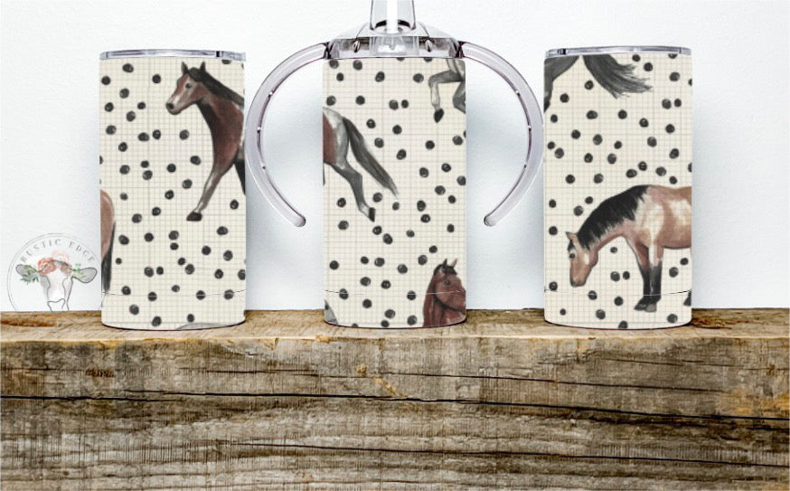 Polka Dot Horses Sublimation Sippy Cup