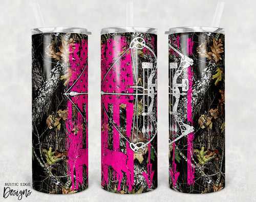 Camouflage Pink Deer & Bow Sublimation Tumbler