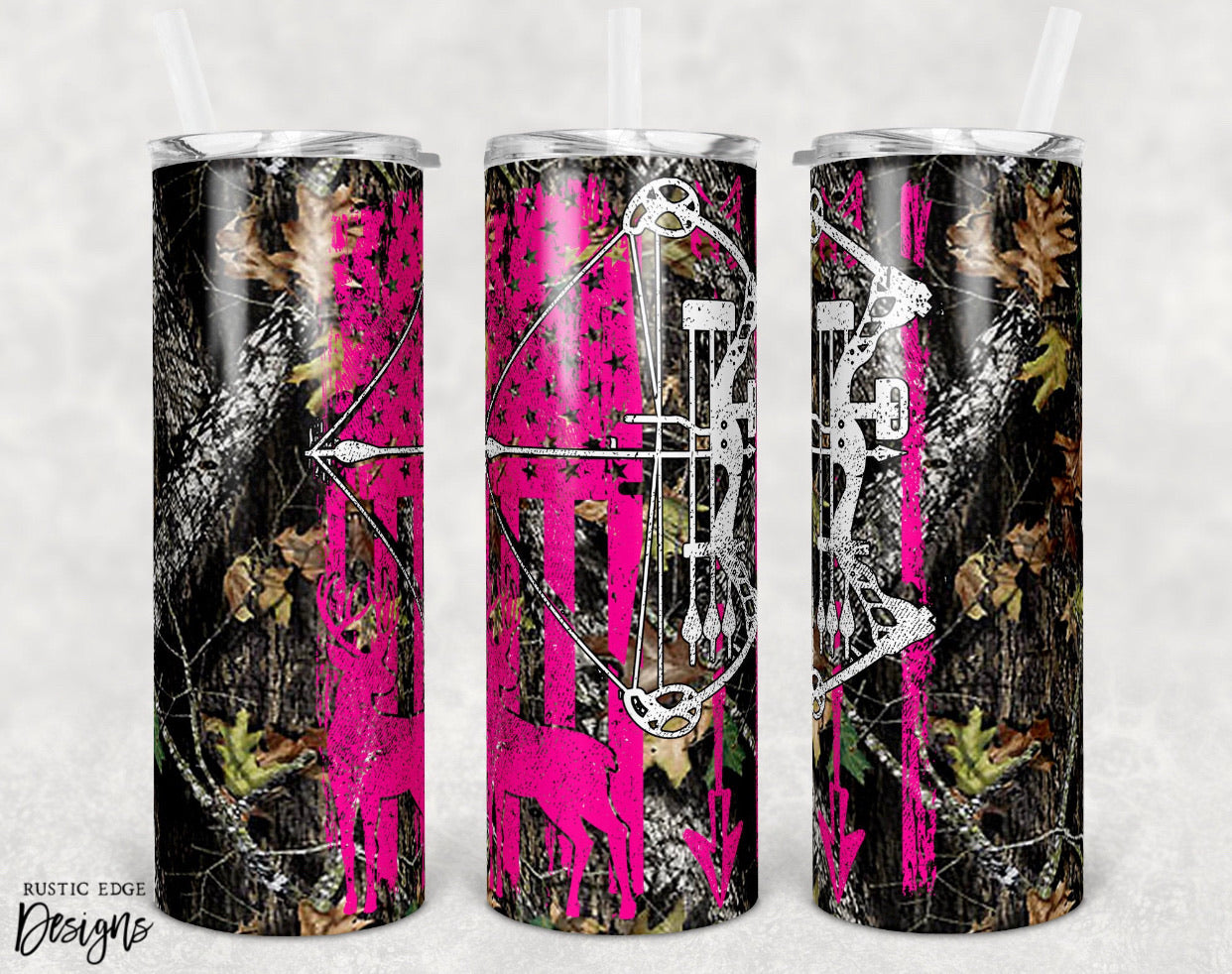 Camouflage Pink Deer & Bow Sublimation Tumbler