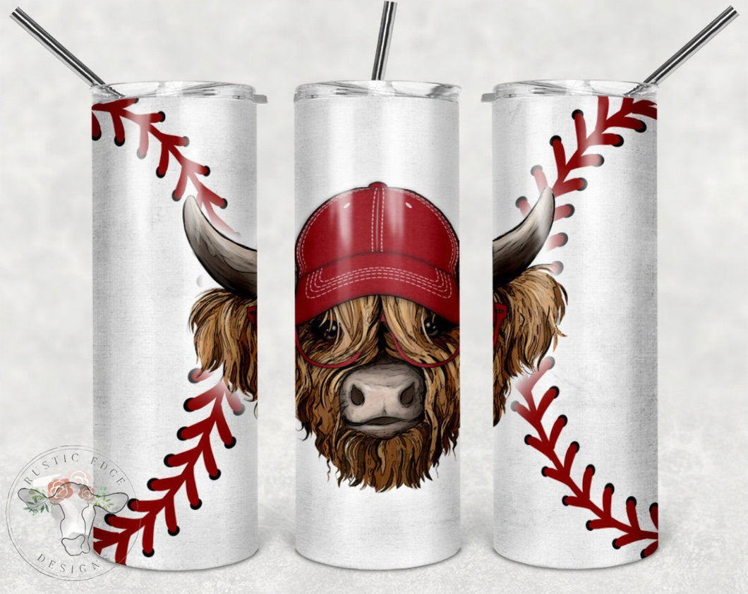 Highland Cow Baseball Sublimation Tumbler