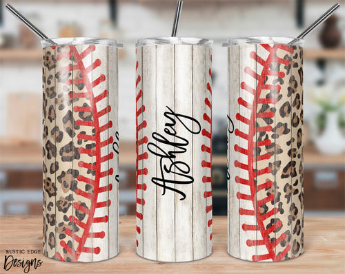 Baseball Leopard Print Customizable Sublimation Tumbker