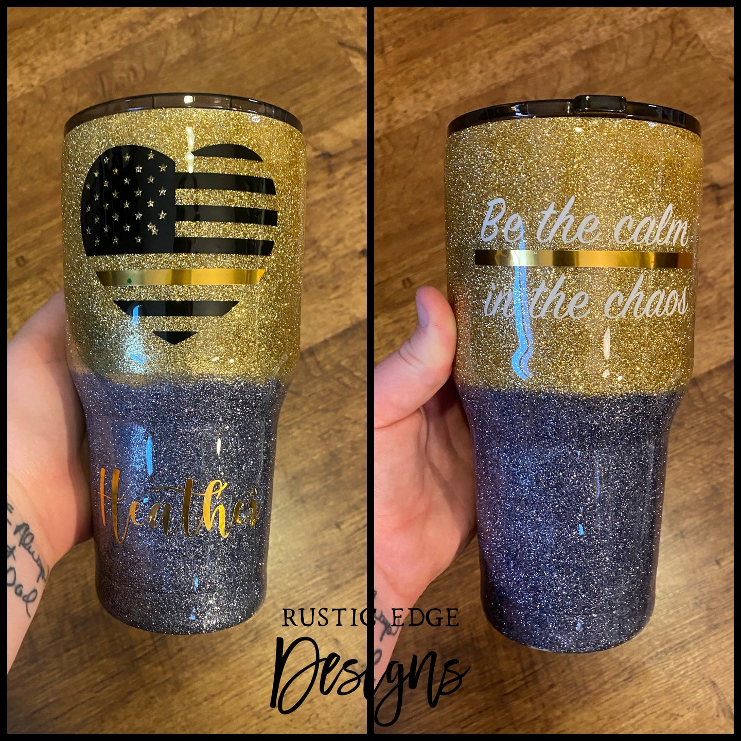 Thin Gold Line, Be The Calm In The Chaos Customizable Epoxy Tumbler