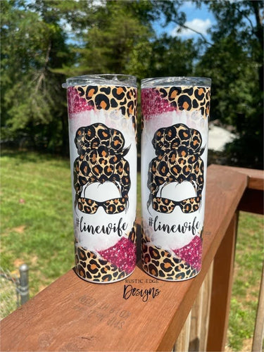 Line Wife Cheetah Mom Bun Sublimation Tumbler