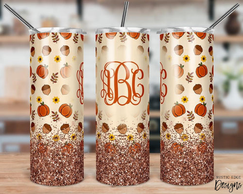Fall Themed Monogram Sublimation Tumbler