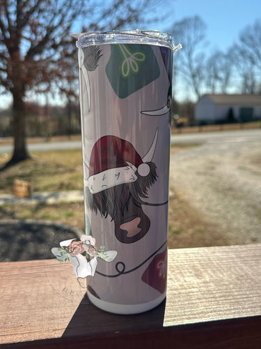 Highland Cow Christmas Sublimation Tumbler