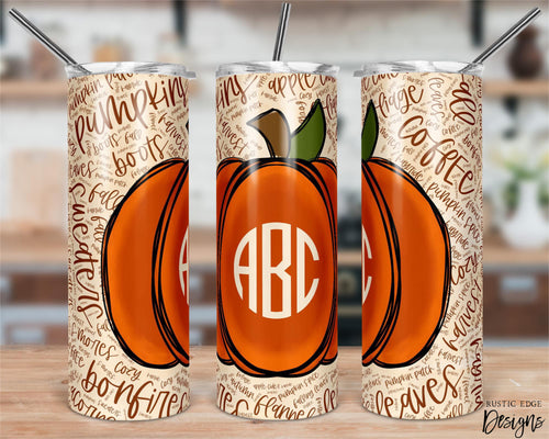 Monogrammed Pumpkin Sublimation Tumbler