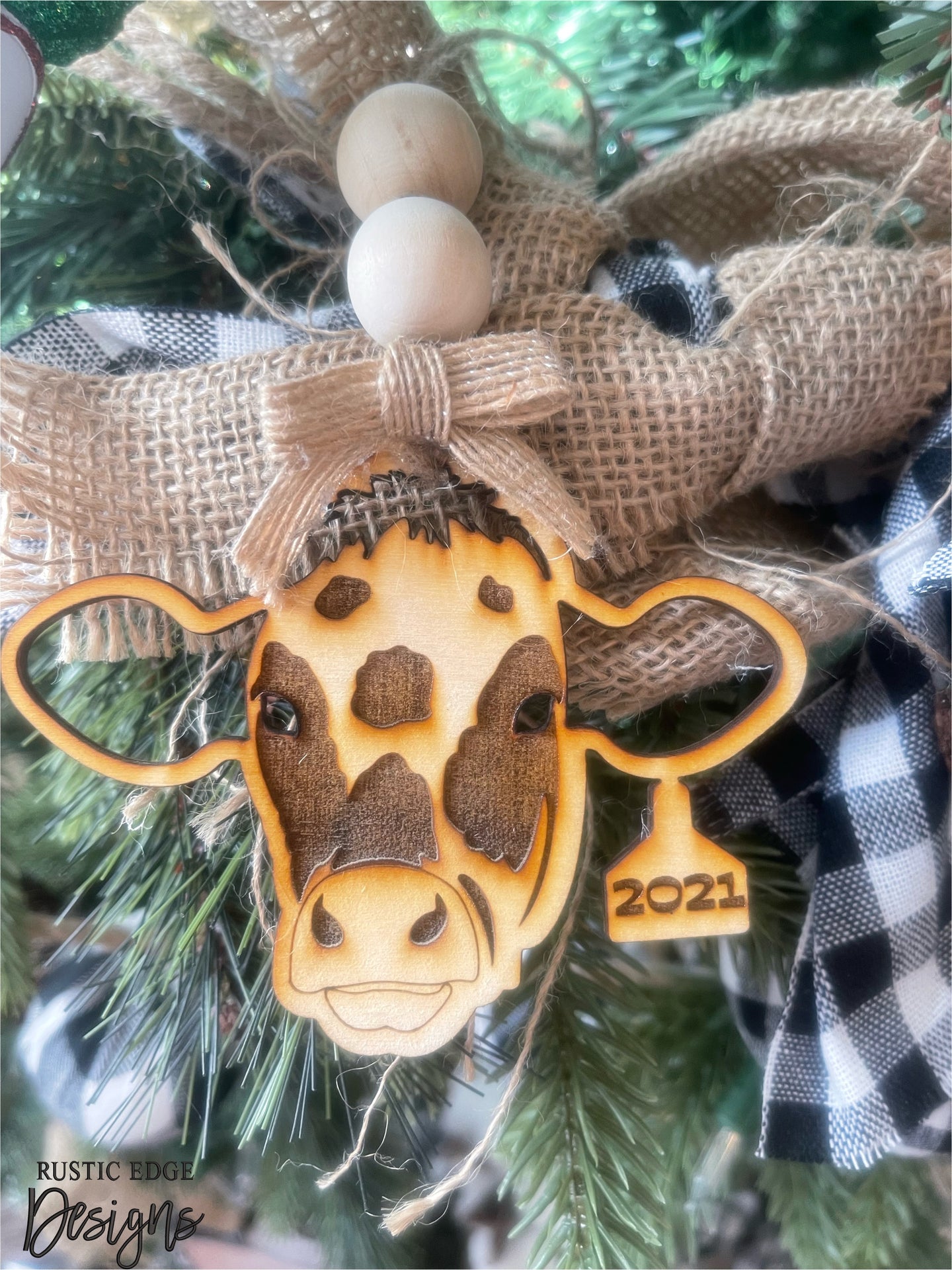 Cow Wooden Ornament