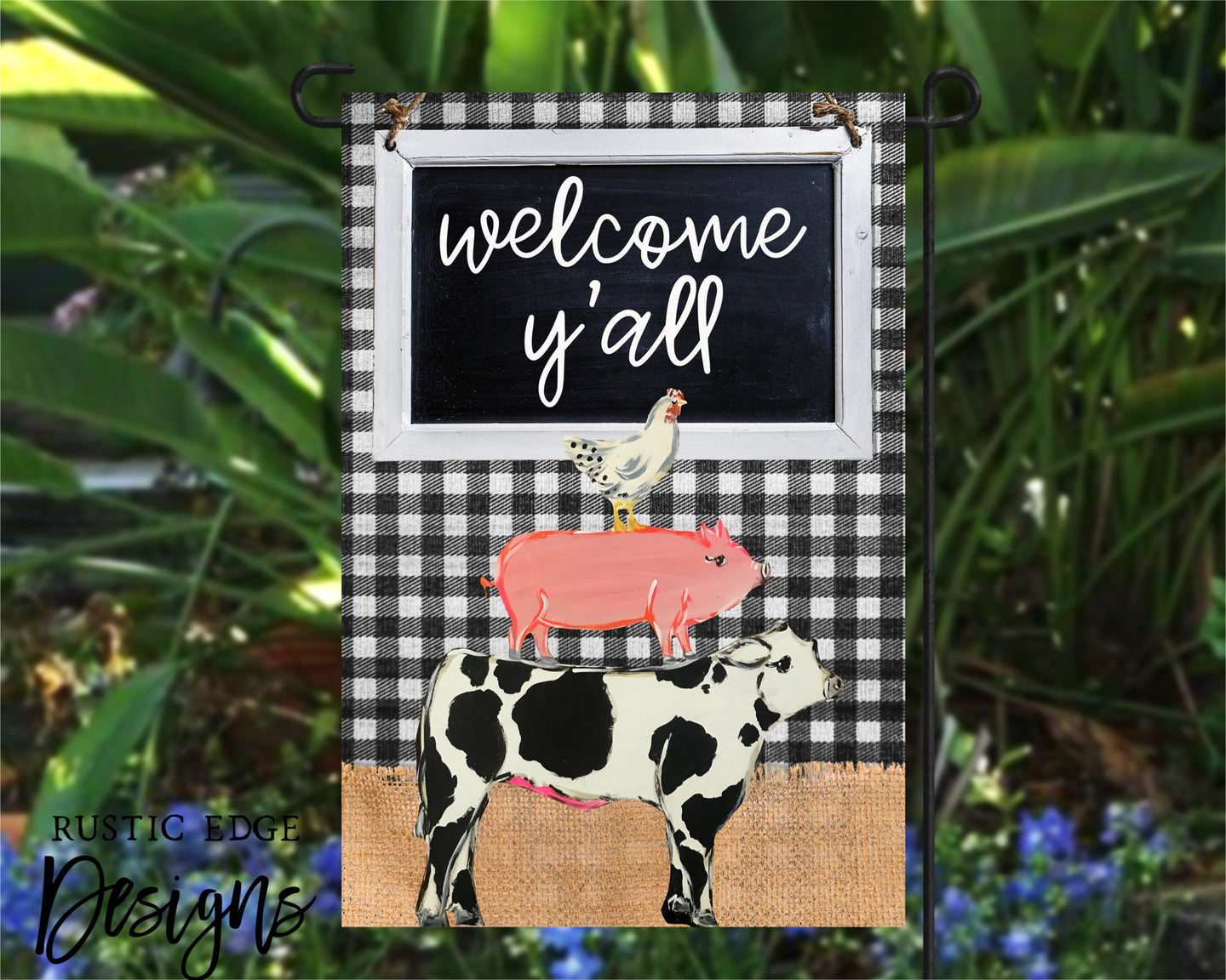Welcome Y’all Farm Animal Garden Flag