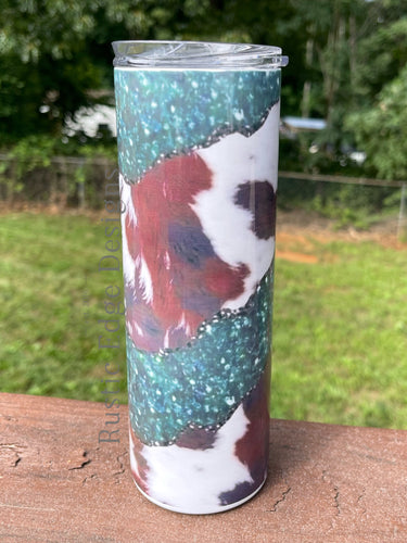 Turquoise & Cowhide Sublimation Tumbler