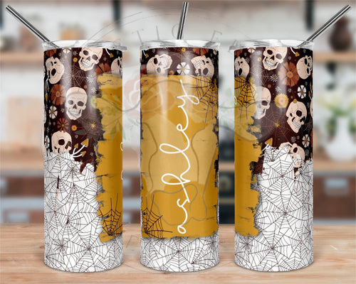 Customizable Skull & Spider Web Sublimation Tumbler