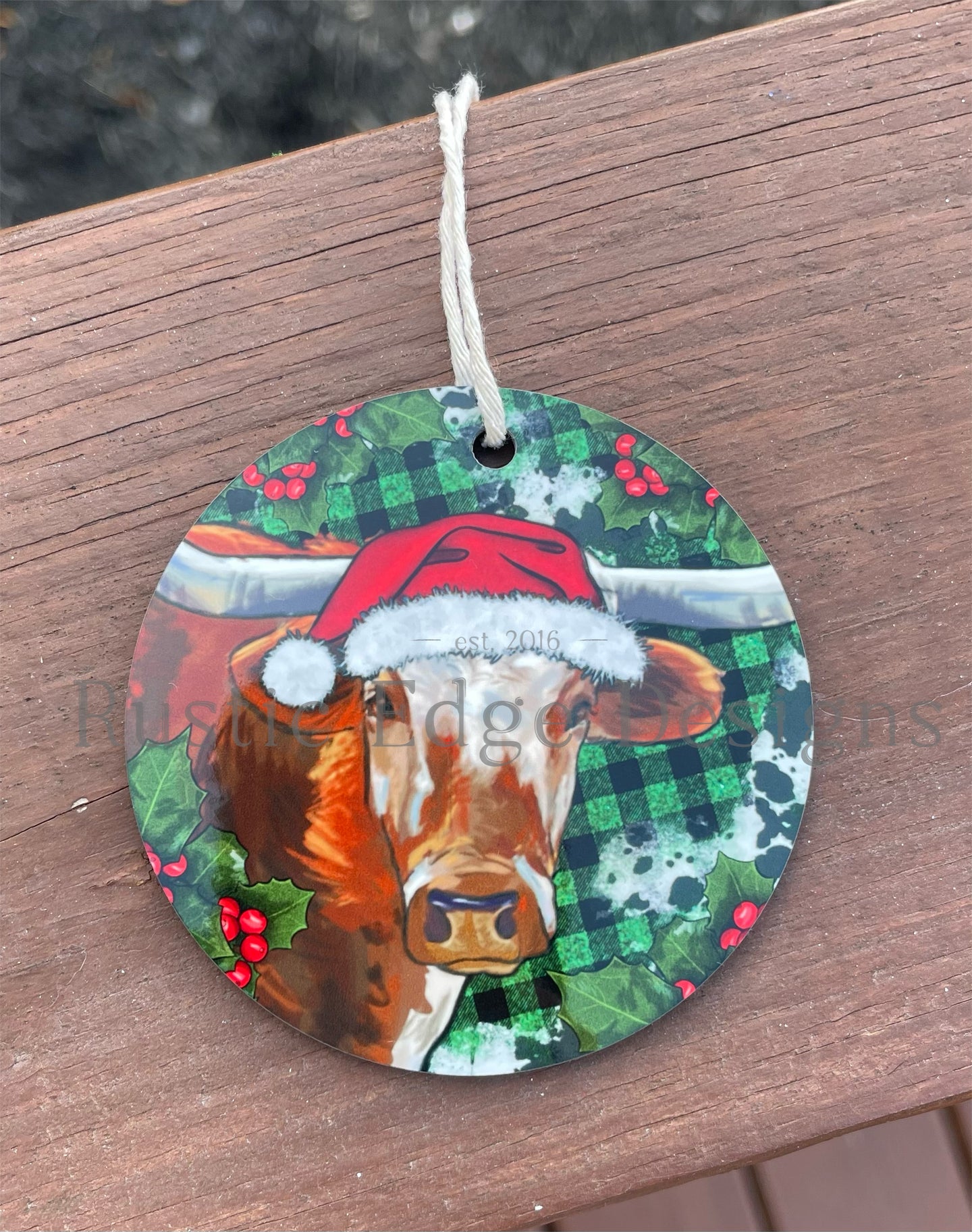 Christmas Hat Longhorn Ornament