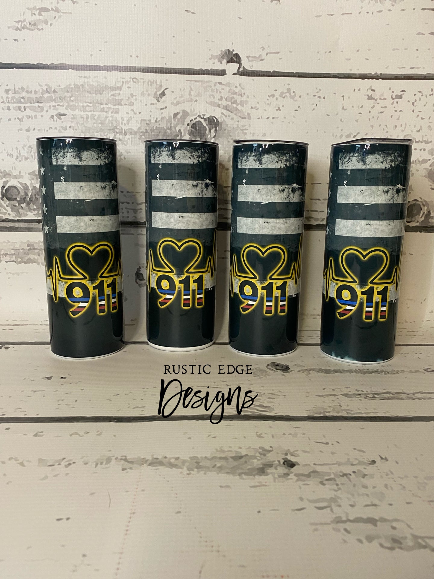 911 Vintage Flag Sublimation Tumbler