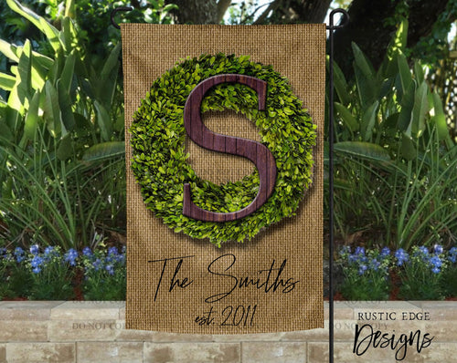 Boxwood Wreath Customizable Garden Flag