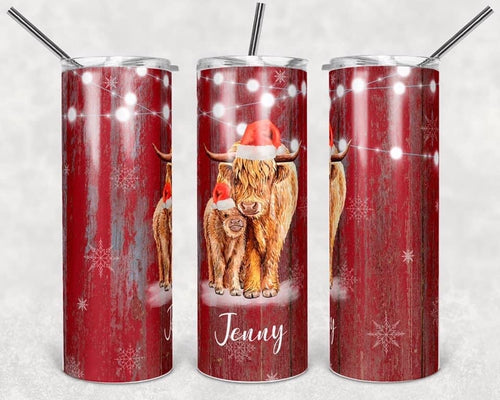 Highland Cow Christmas Sublimation Tumbler