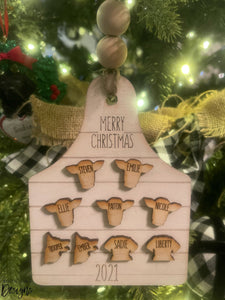 Personalized Wooden Cow Tag Ornament