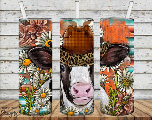 Holstein Calf Floral Sublimation Tumbler