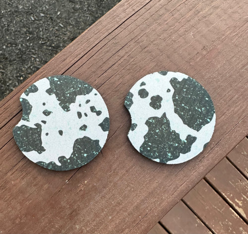 Cow & Turquoise Car Coaster