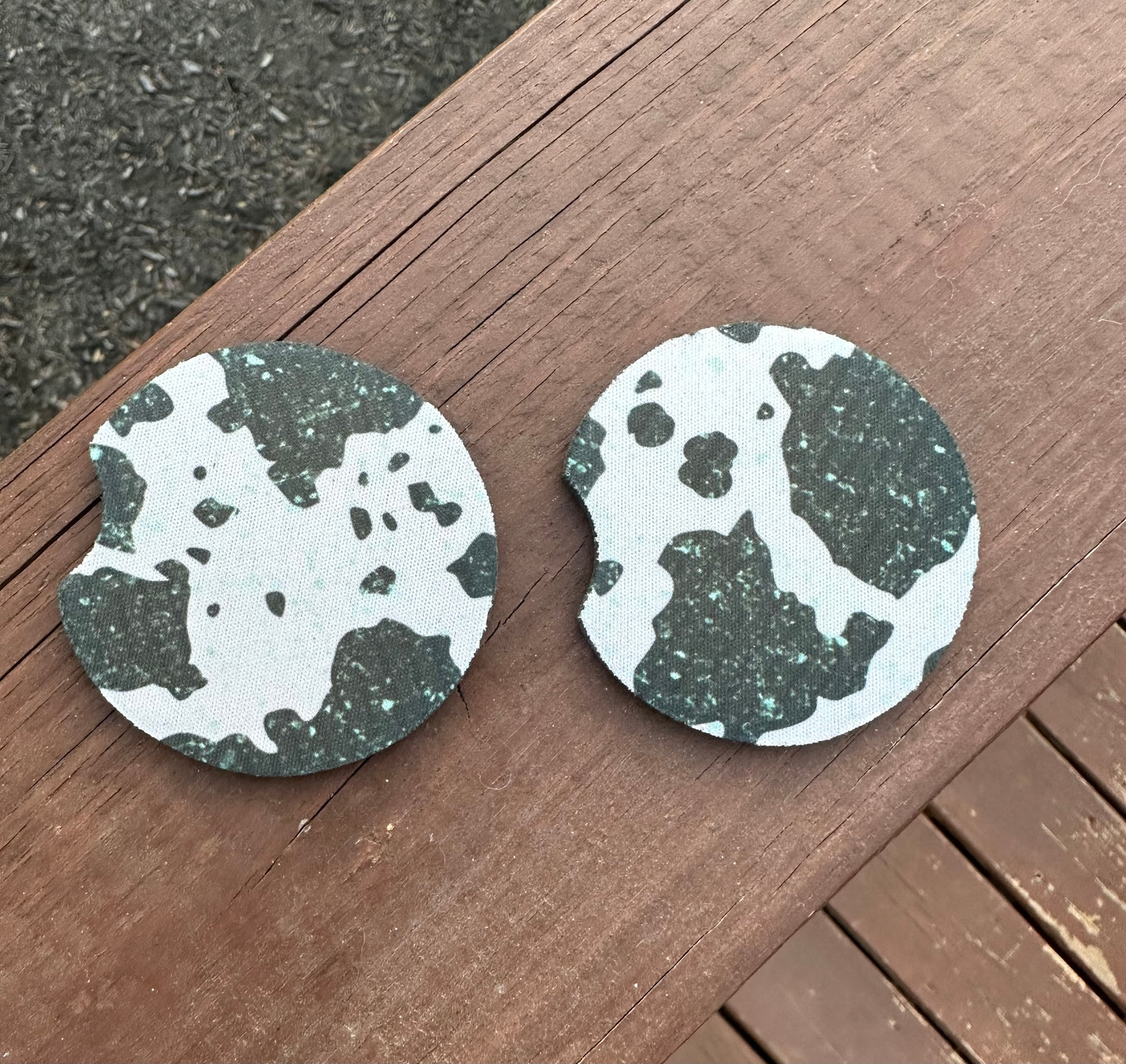Cow & Turquoise Car Coaster