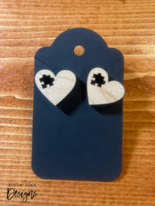 Wooden Autism Heart Earrings