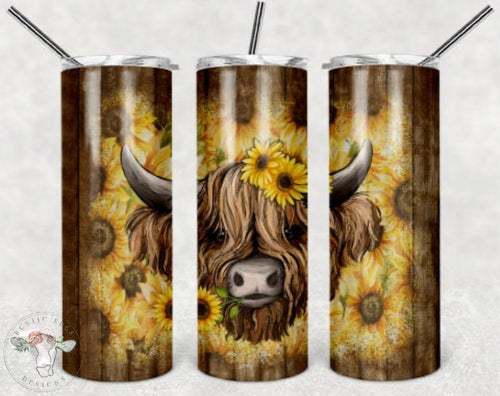 Highland Sunflower Sublimation Tumbler